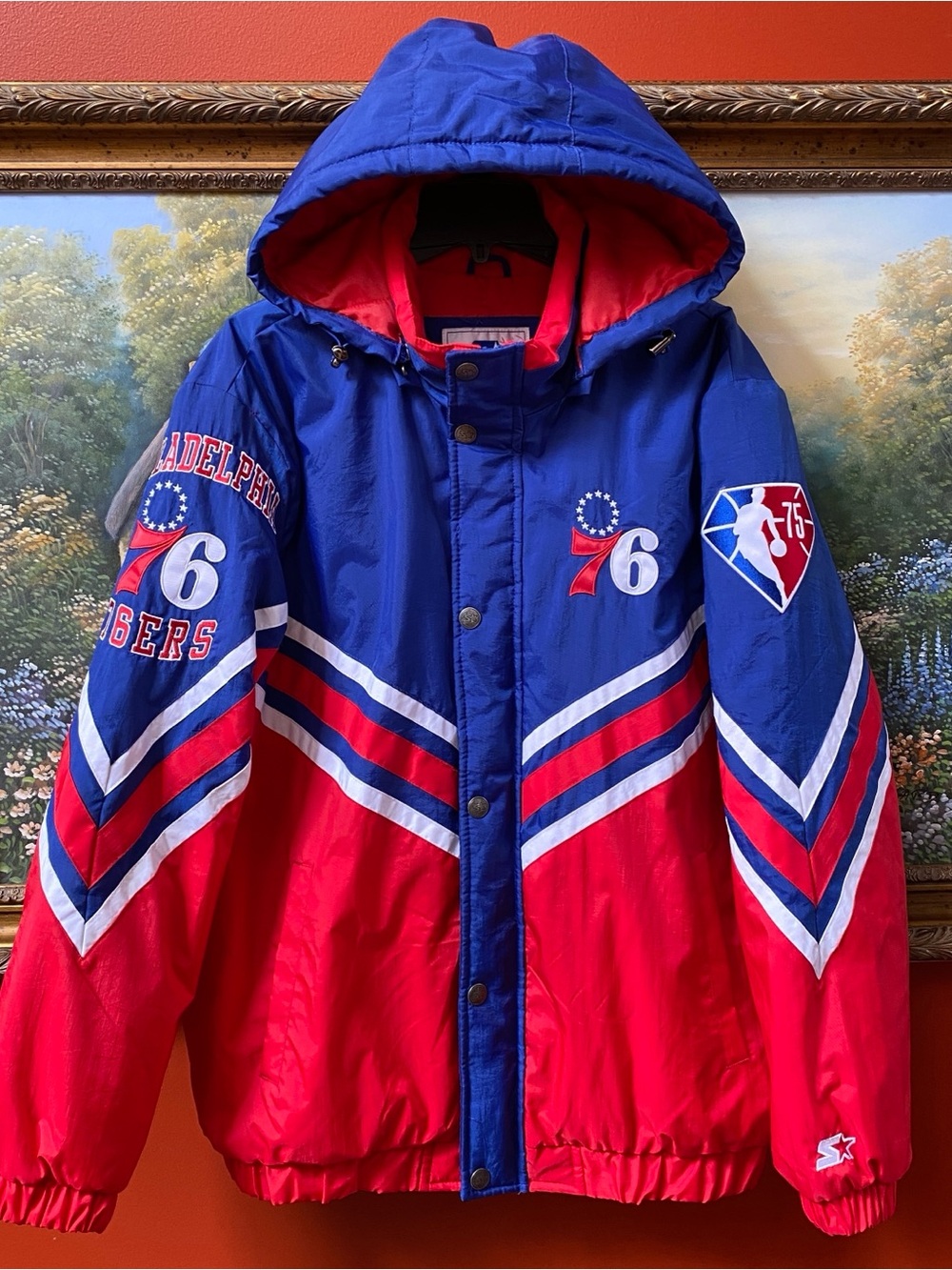 Philadelphia 76ers Men's Starter Royal/Red "The Maximum" Hoodie Full-Zip Jacket